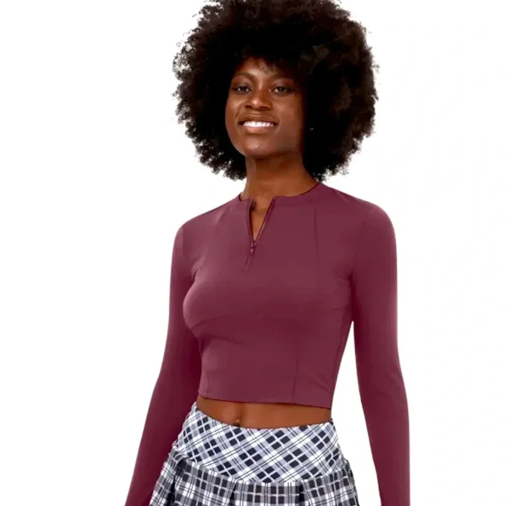 Halara Half Zip Long Sleeve Thumb Hole Cropped Golf Sport Top NWT Size Medium